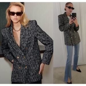 Anine Bing Dionne Blazer Black White Size XS